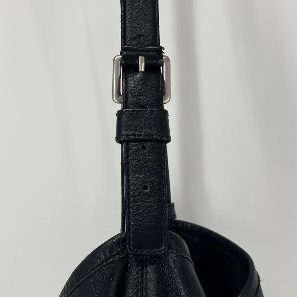Max Mara Leather Hobo Shoulder Bag Black Slouch Shoulder Bag Purse